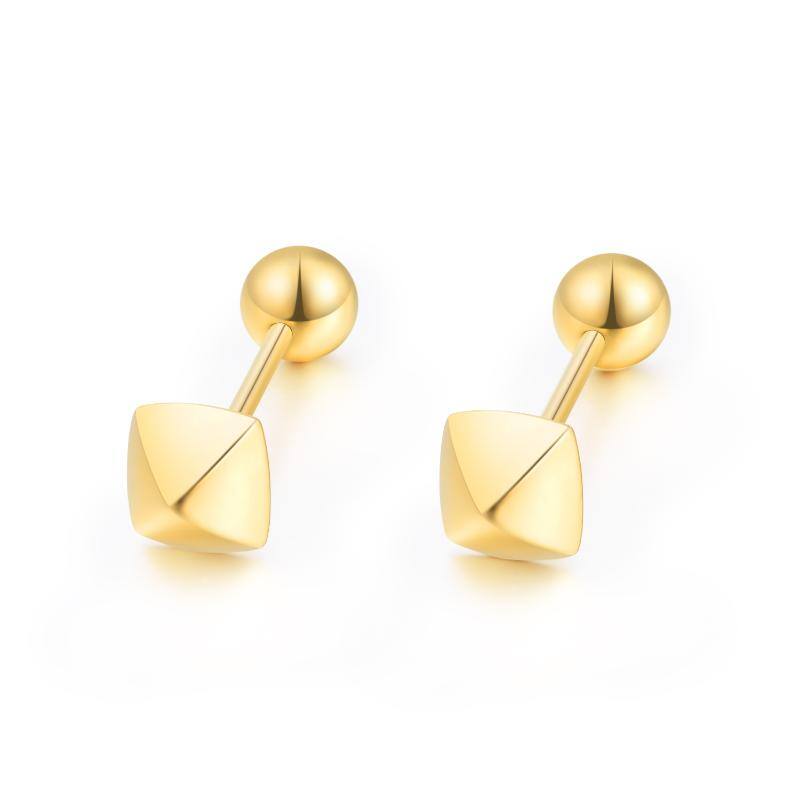 18K Gold Square Stu… - image