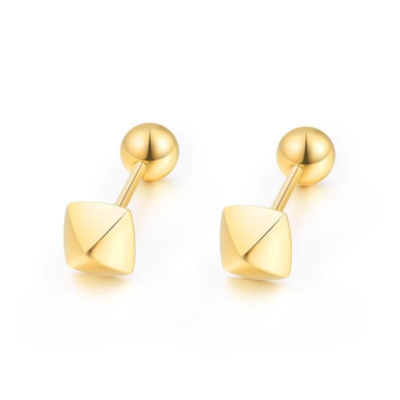 10K Gold Square Stud Earrings