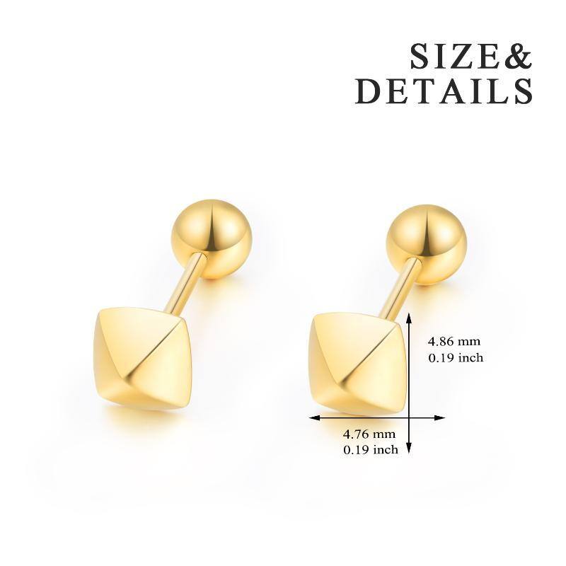 10K Gold Square Stud Earrings-5