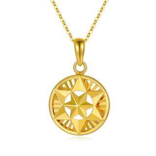 10K Gold Star Coin Pendant Necklace-52