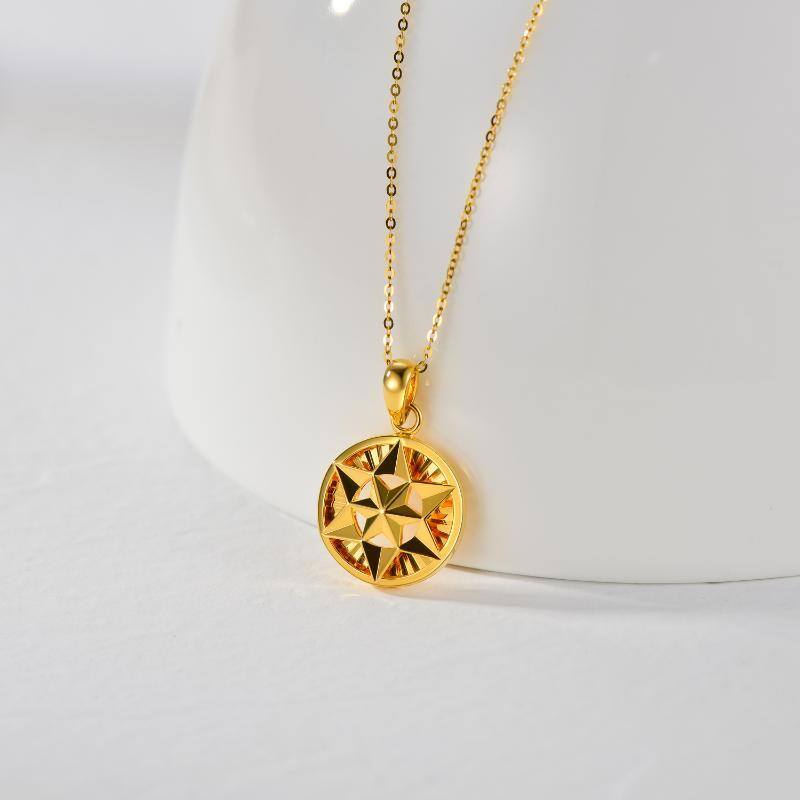 10K Gold Star Coin Pendant Necklace-3