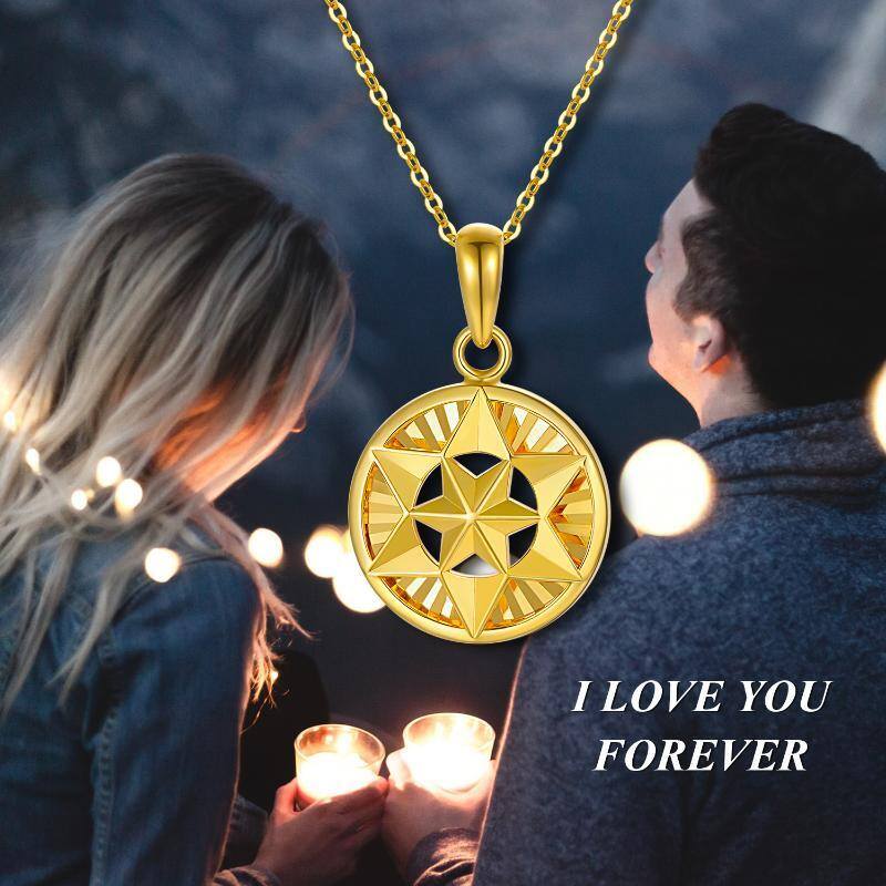 10K Gold Star Coin Pendant Necklace-8