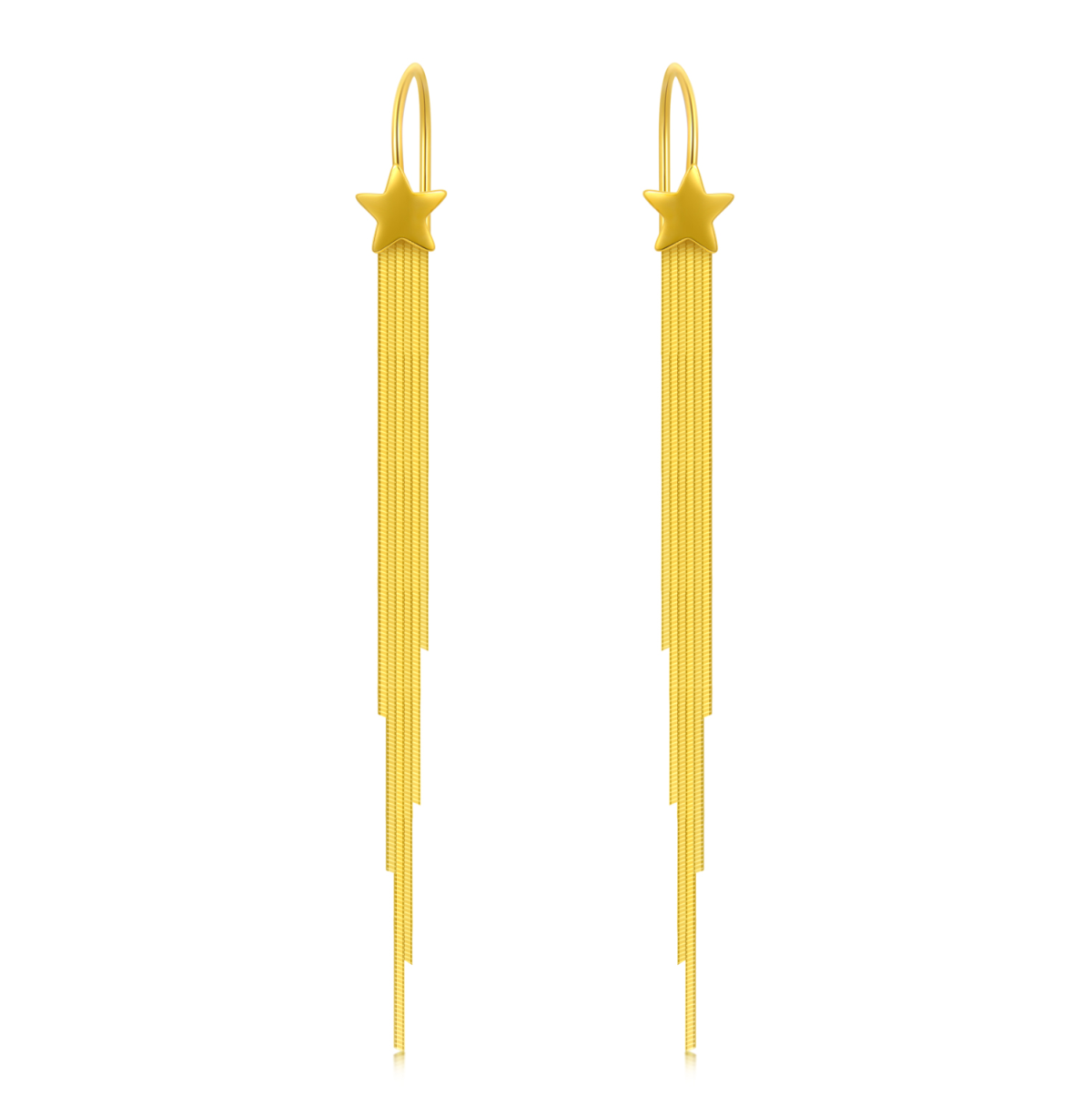 18K Gold Star Drop Earrings-1