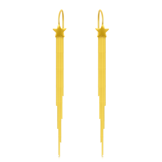 18K Gold Star Drop Earrings