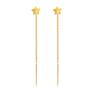 10K Gold Star Drop Earrings-1