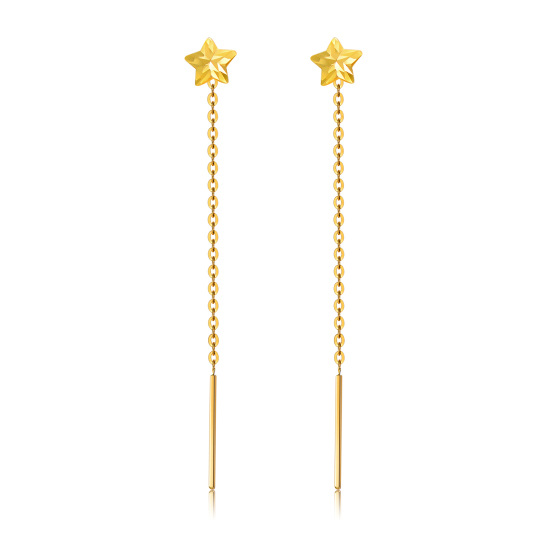 10K Gold Star Drop Earrings