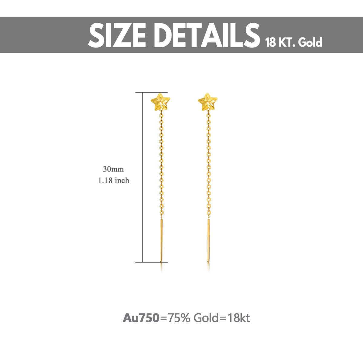 Pendientes colgantes con forma de estrella en oro de 18 quilates-5