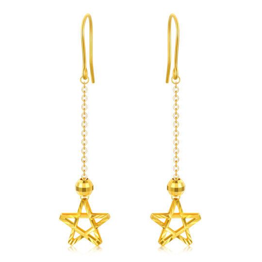 10K Gold Star Drop Earrings