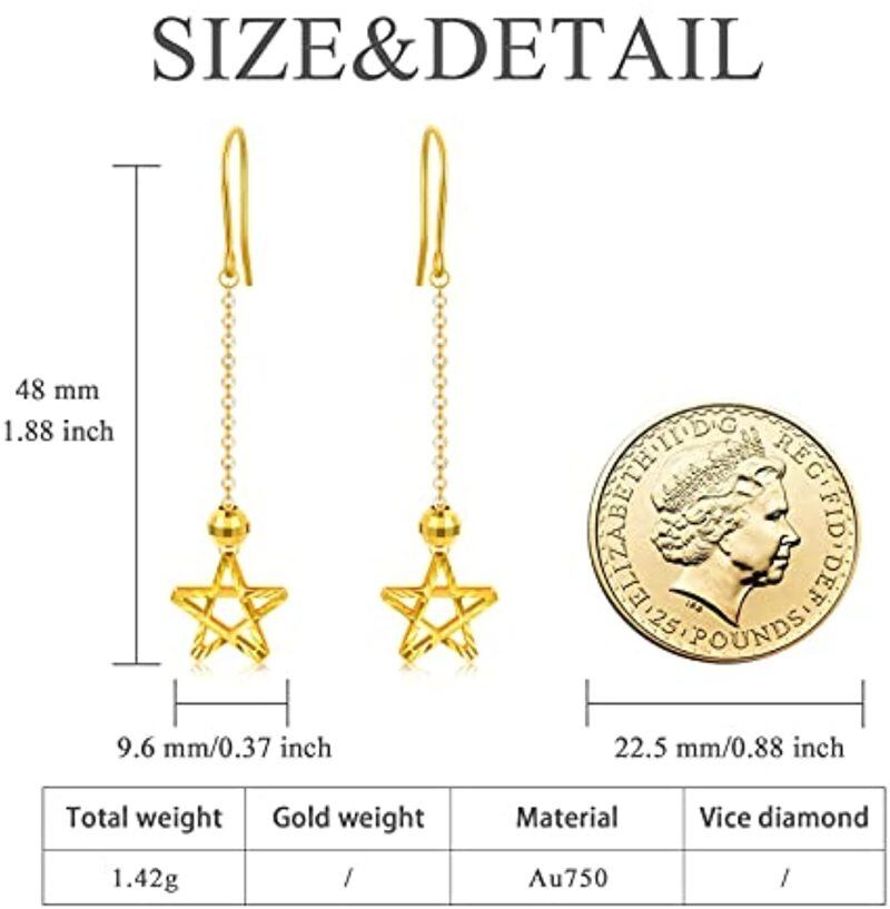 10K White Gold Star Drop Earrings-5