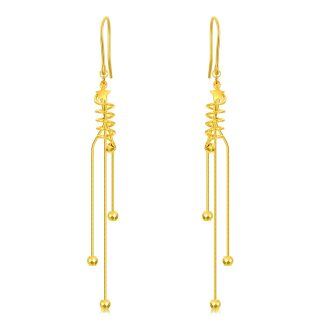 10K Gold Star Drop Earrings-41