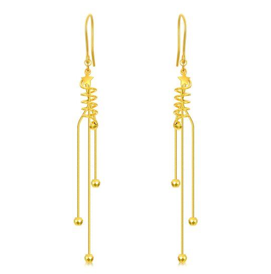 10K Gold Star Drop Earrings