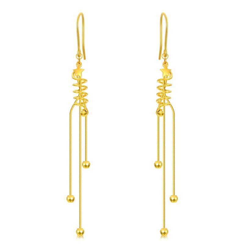 18K Gold Star Drop Earrings