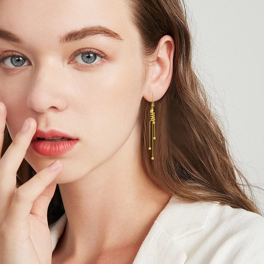 10K Gold Star Drop Earrings-2