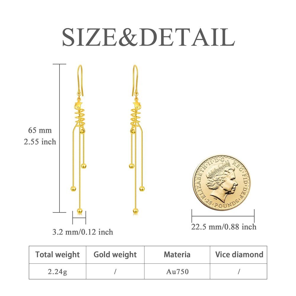 10K Gold Star Drop Earrings-5