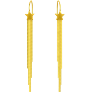 10K Gold Star Drop Earrings for Women-11