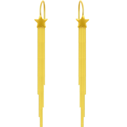 10K Gold Star Drop Earrings for Women