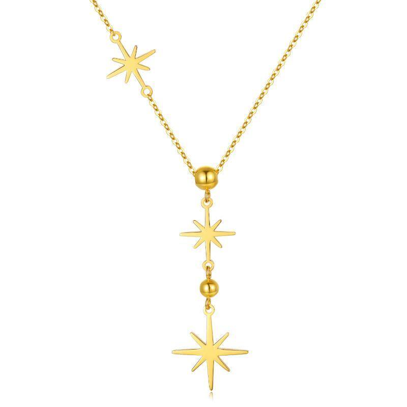 14K Gold Star Non-adjustable Y-Necklace-1