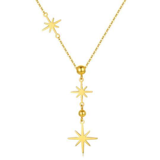 14K Gold Star Non-adjustable Y-Necklace