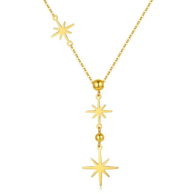 18K Gold Star Non-adjustable Y-Necklace-1