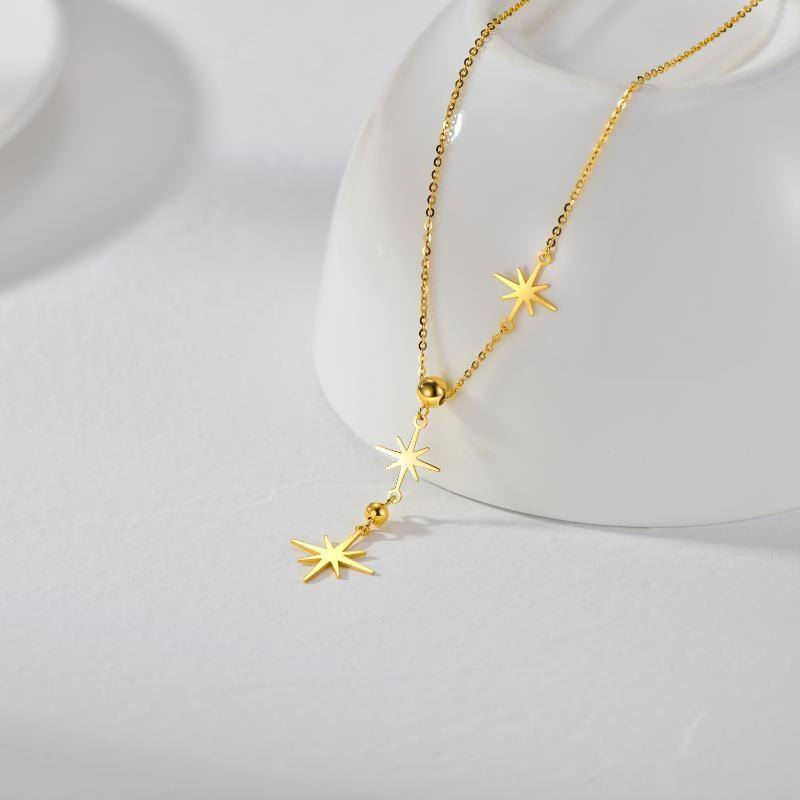10K Gold Star Non-adjustable Y-Necklace-2