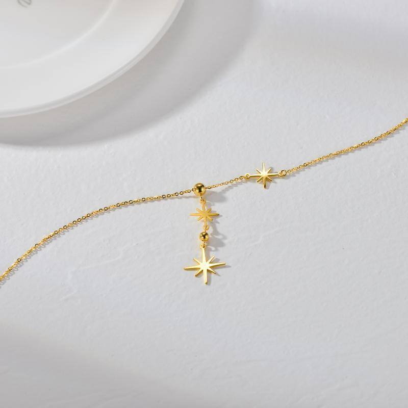 14K Gold Star Non-adjustable Y-Necklace-4