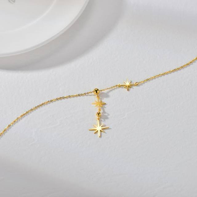 Collier en Y non ajustable en or 18K avec étoile-5