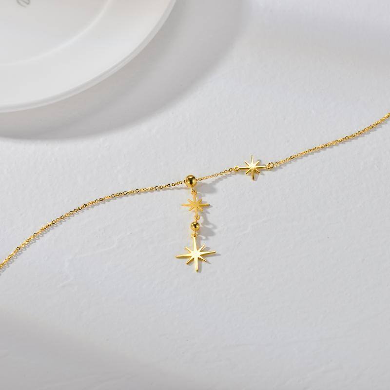 10K Gold Star Non-adjustable Y-Necklace-4