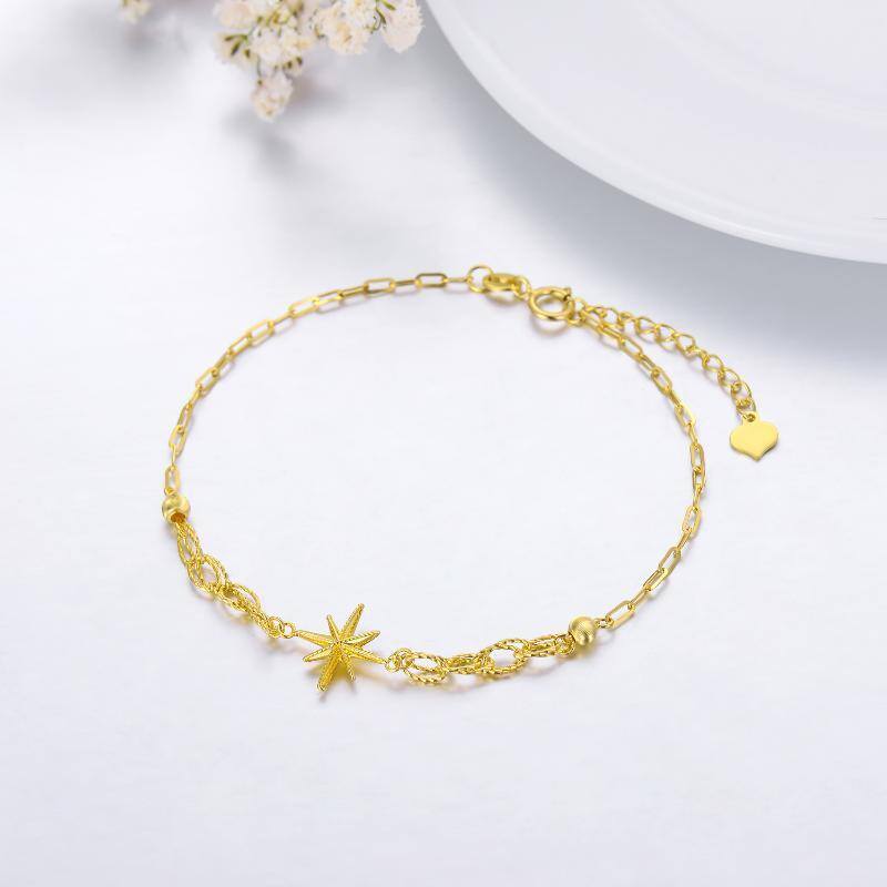 14K Gold Star Charm Bracelet-3