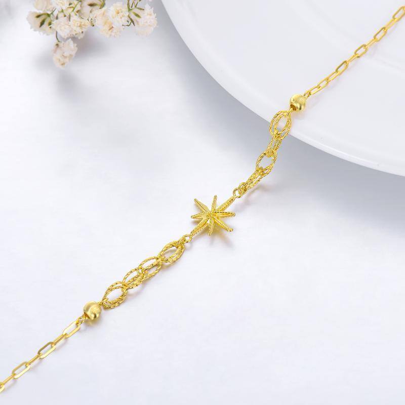 18K Gold Star Pendant Bracelet-4