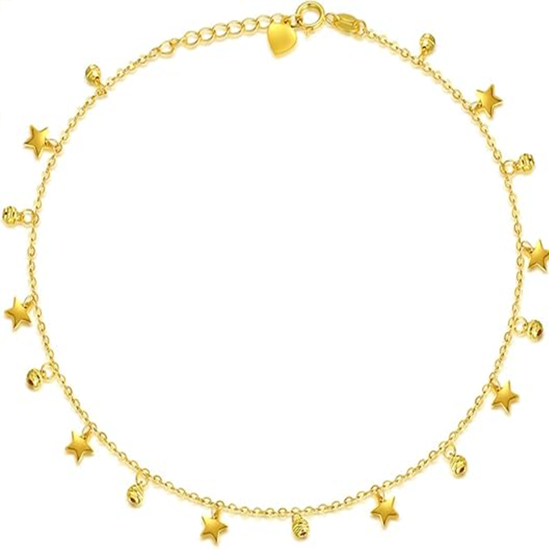 10K Gold Star Single Chain Anklet-1