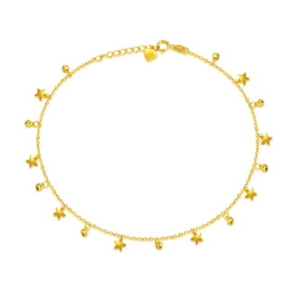 10K Gold Star Single Layer Charm Anklet-9