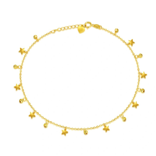 10K Gold Star Single Layer Charm Anklet