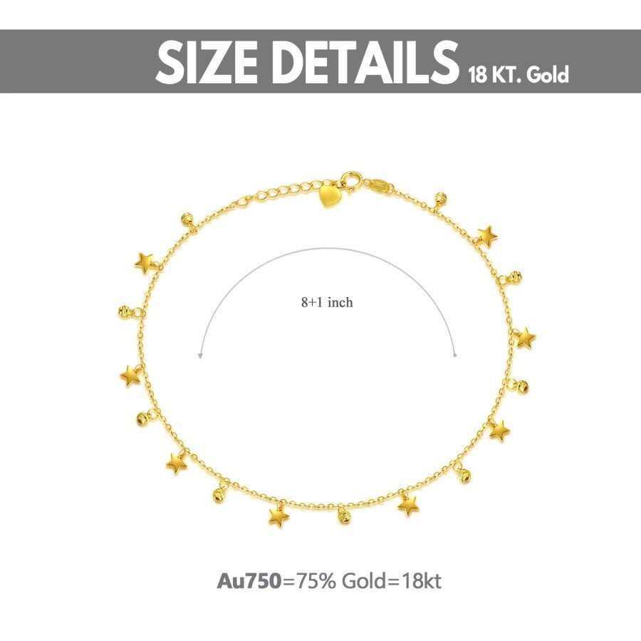 Tornozeleira com pingente de estrela de ouro 10K de camada única-6