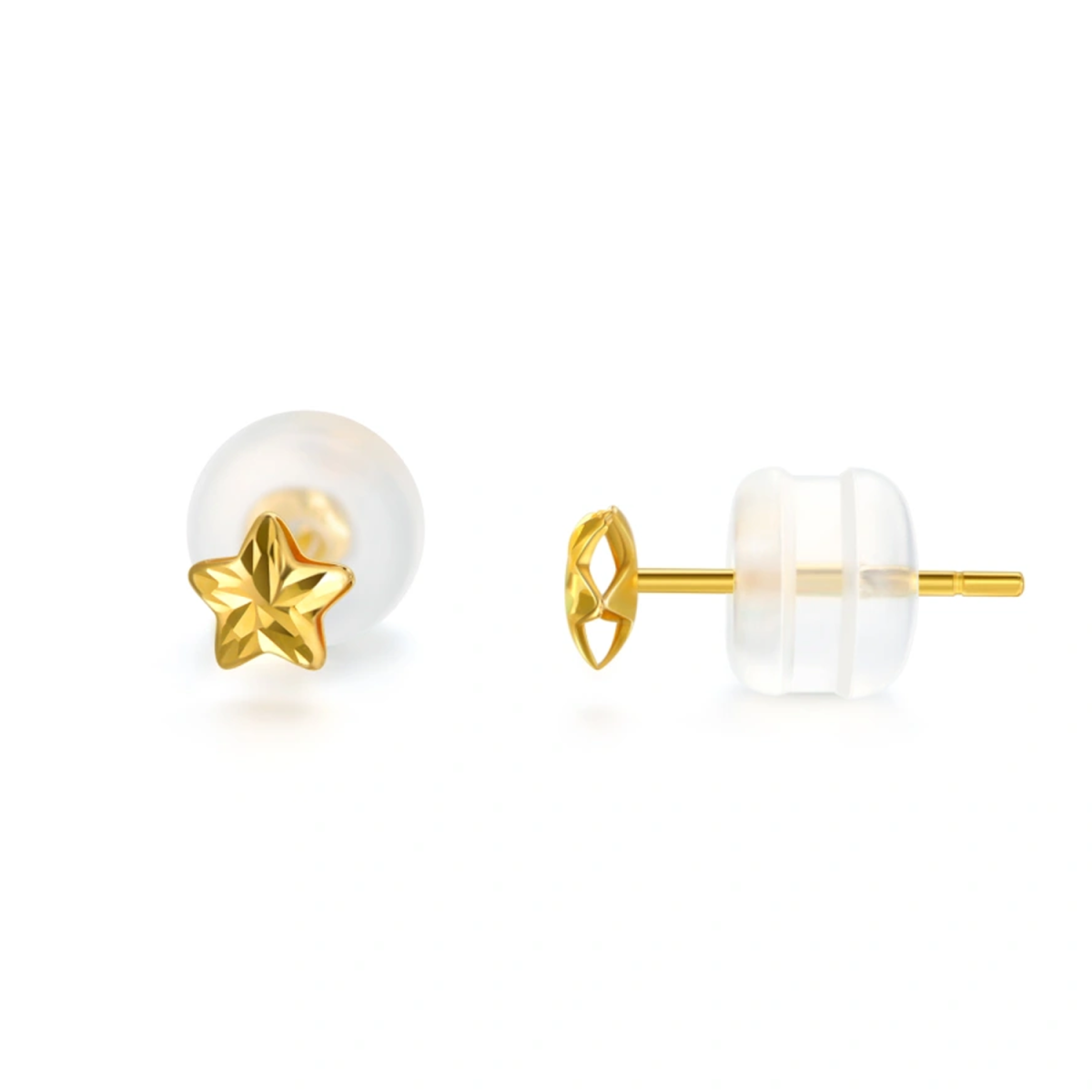 14K Gold Star Stud Earrings-1