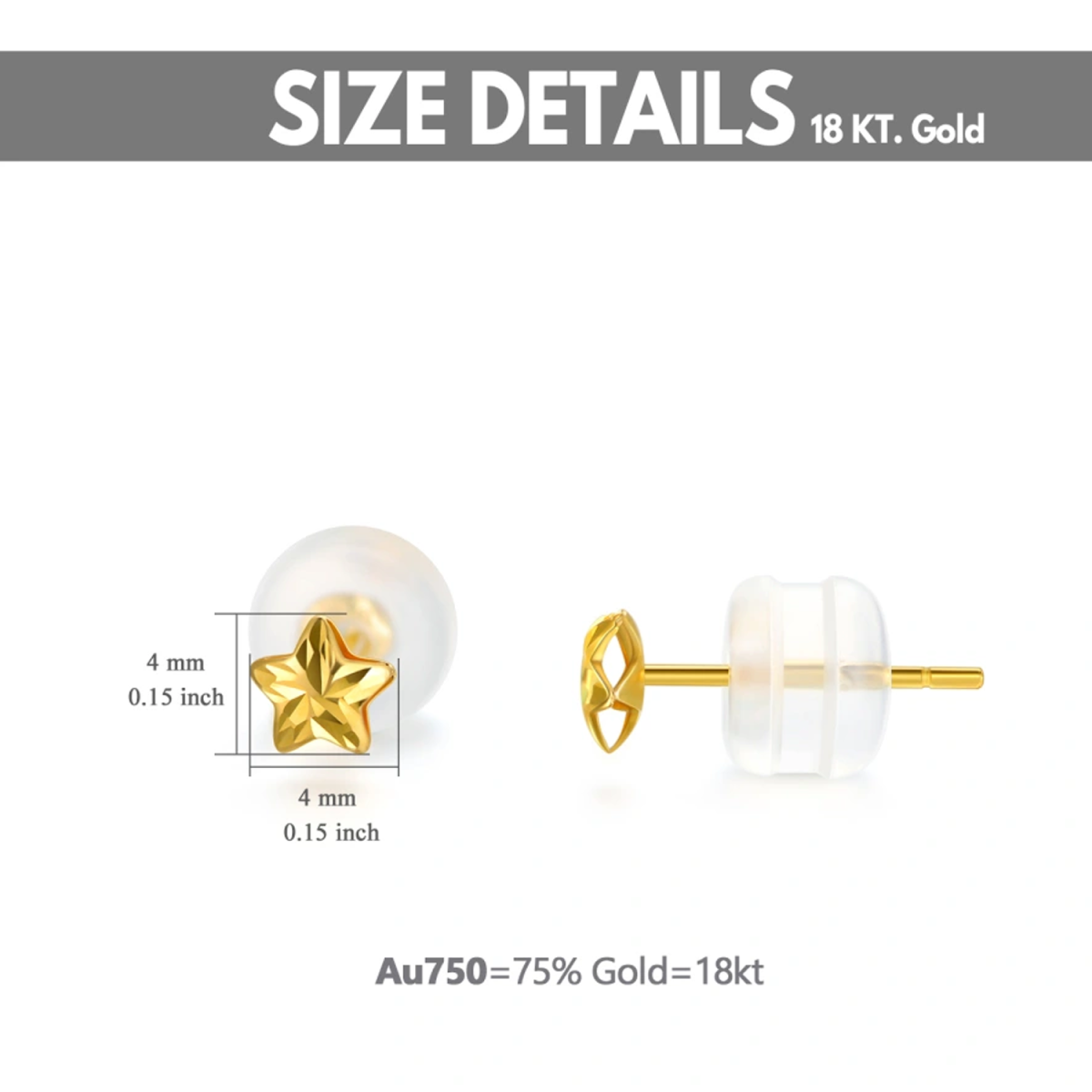 Boucles d'oreilles à tige en or 18 carats avec étoile-5