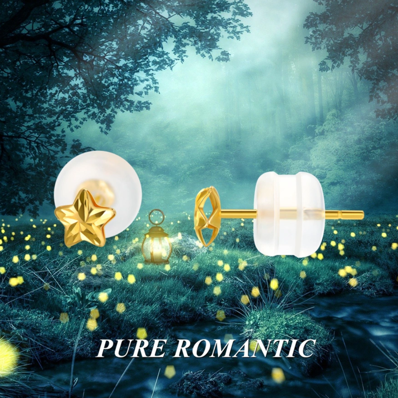 Brincos estrela em ouro branco 10K-6