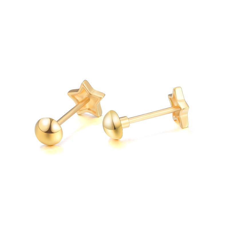 10K Gold Star Stud Earrings-4