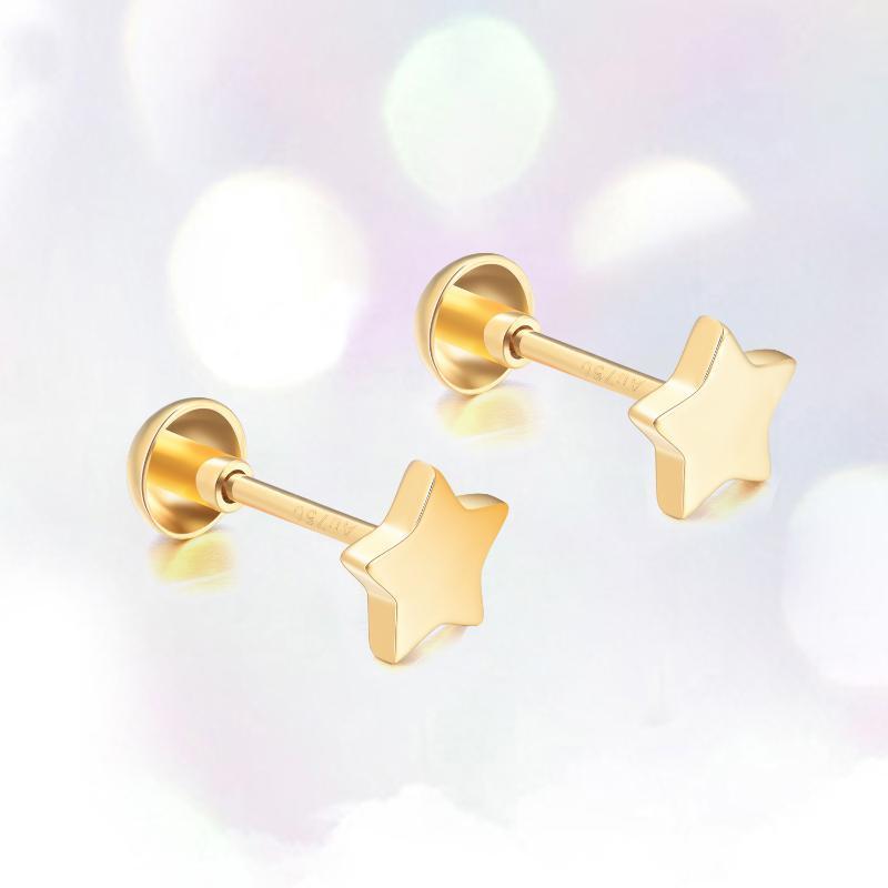 Brincos de estrela em ouro de 10K-5