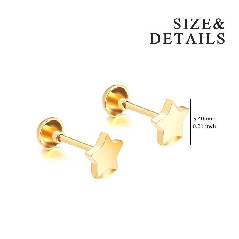 10K Gold Star Stud Earrings-6