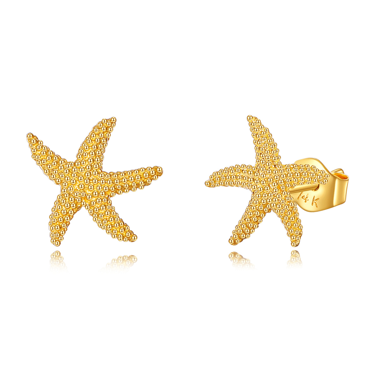 10K Gold Starfish Stud Earrings-1