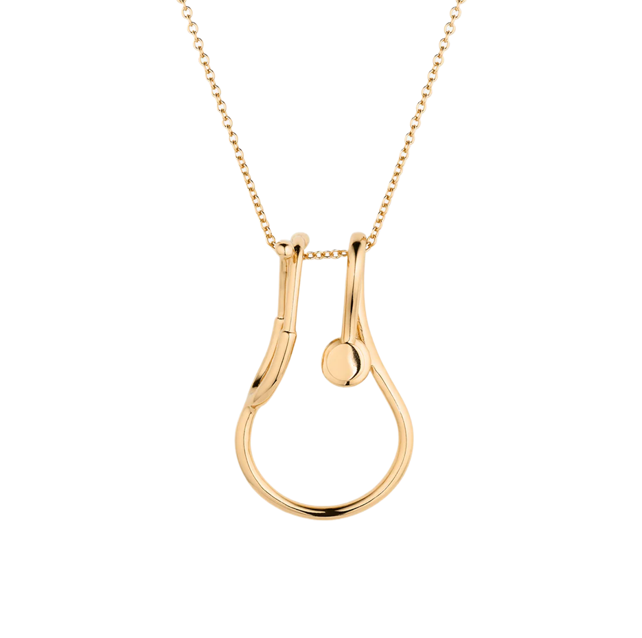 10K Gold Stethoscope Ring Keeper Pendant Necklace-1
