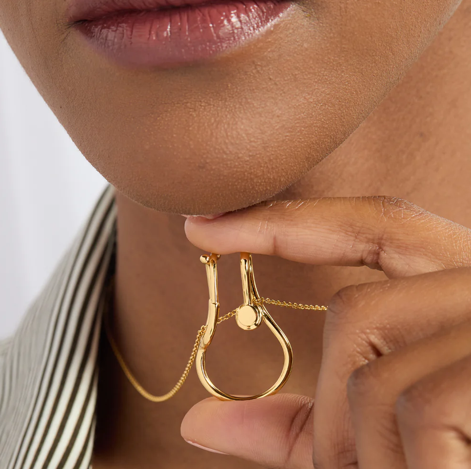 10K Gold Stethoscope Ring Keeper Pendant Necklace-2
