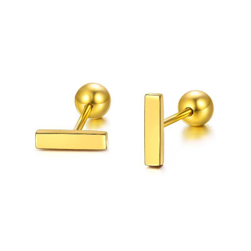 14K Gold Stud Earri… - image