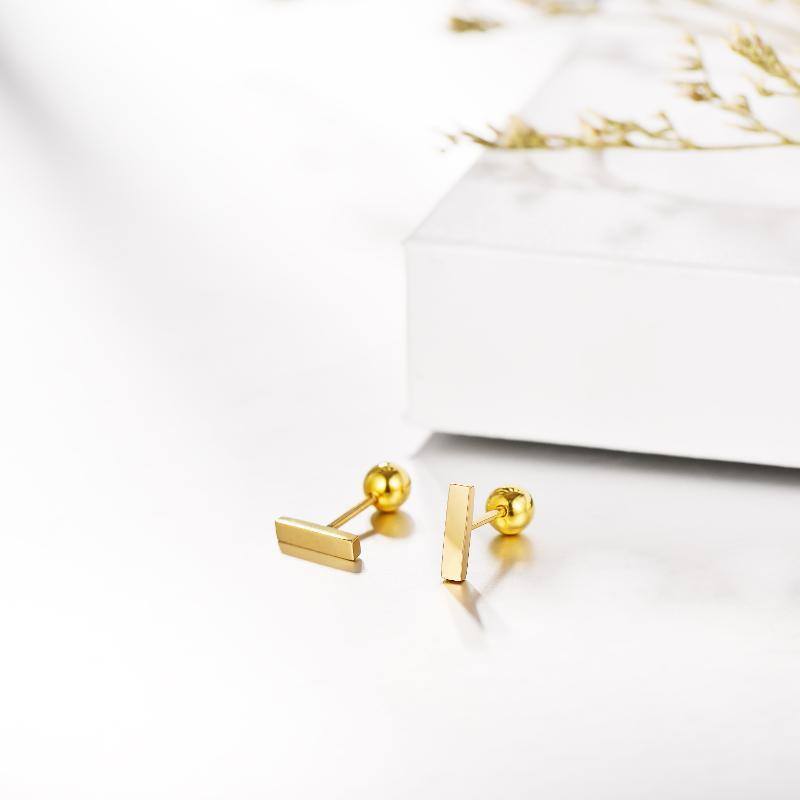 14K Gold Stud Earrings-4