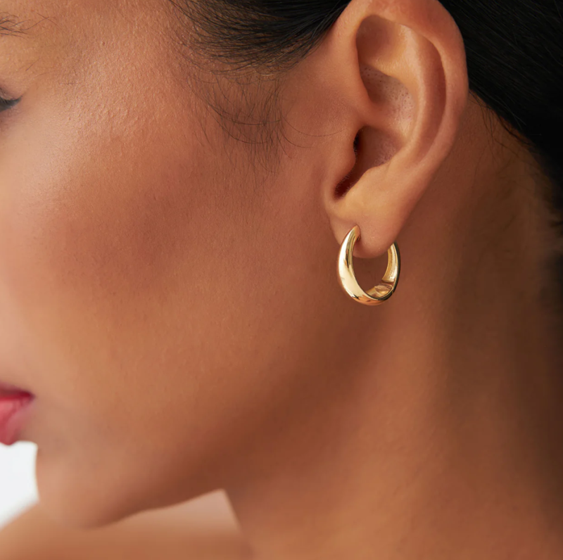 Sterling Silver with Yellow Gold Plated Sisters Hoop Earrings-3