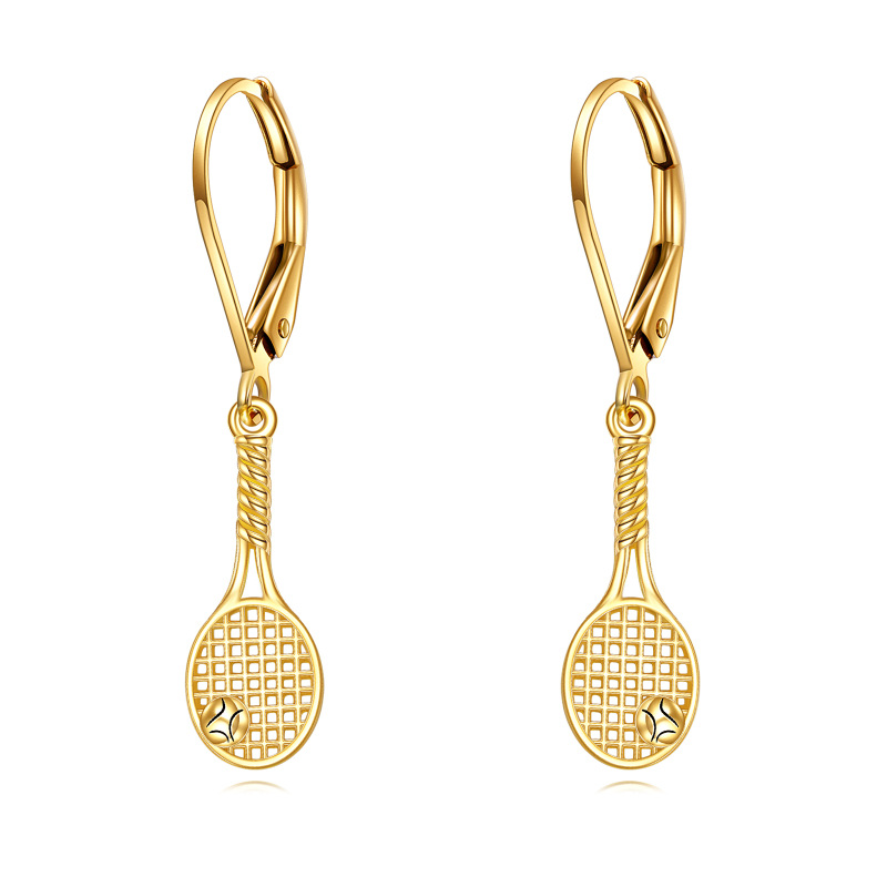 10K Gold Tennis Racket Drop Earrings-20