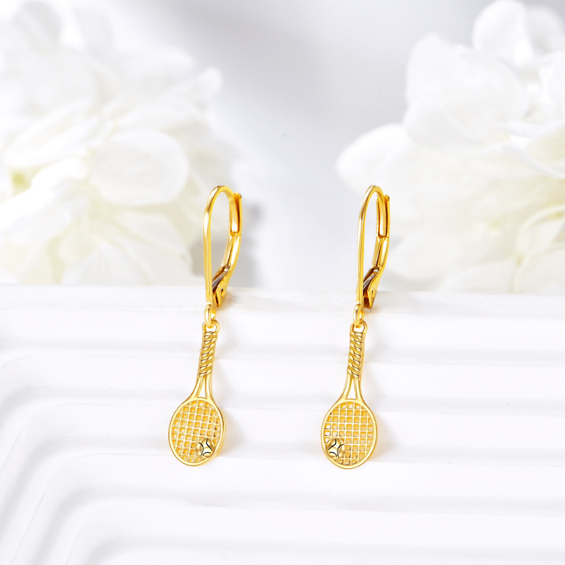 Brincos de raquete de ténis em ouro branco 14K-3