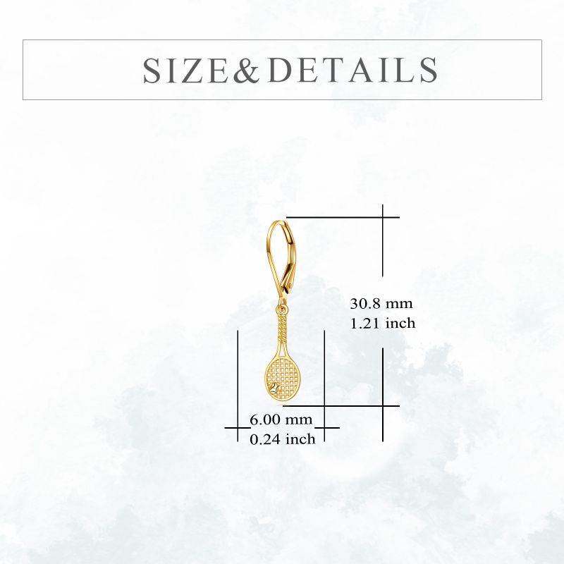 Brincos de raquete de ténis em ouro branco 14K-5