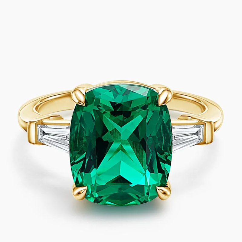 10K Gold 2.5 to 7.5 CT.T.W. Lab Created Emerald Custom Engagement Ring 3EX-18