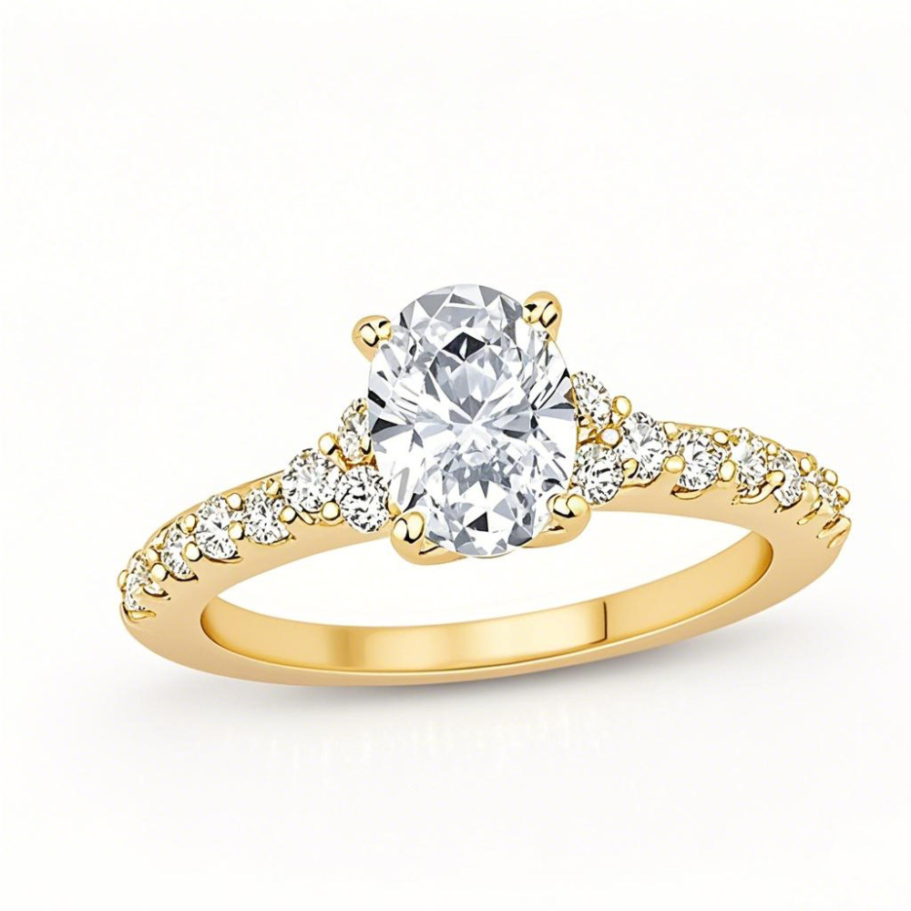 10K Gold 1 to 3.5 CT.T.W. Oval Lab Created Diamond Engagement Ring D-VVS1 3EX IGI Certified-1